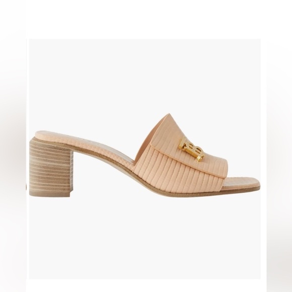 Burberry Winne Lizard Embossed Slide Sandal Shoes tan cream woman’s size 39.5 - Picture 1 of 12